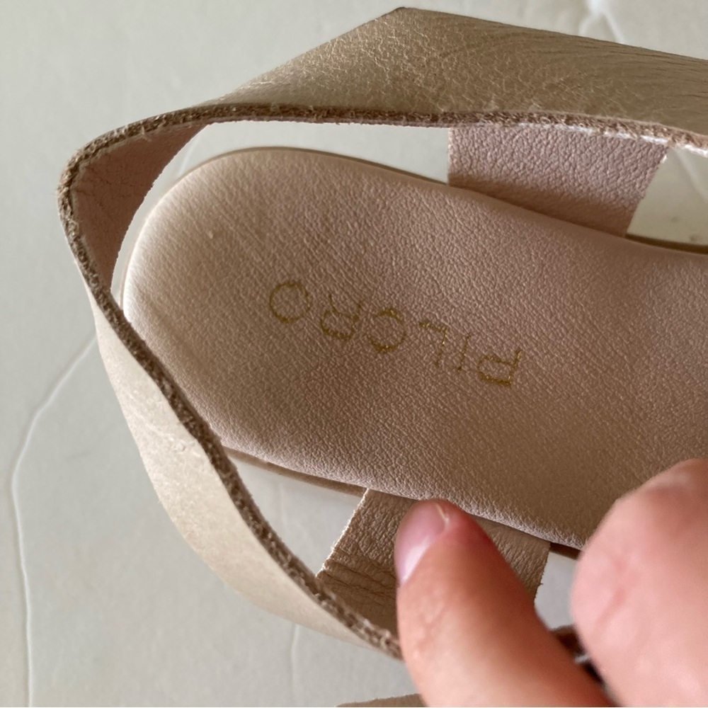 NWOB Pilcro Anthropologie Fisherman Platform Beige Leather Sandals Sz 40 - Picture 3 of 5
